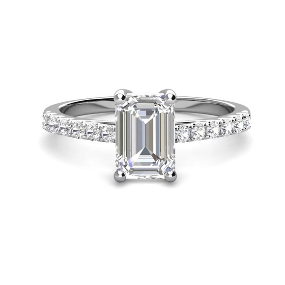 2Ct Emerald Cut GRA Moissanite Ring 18KGP S925 NEW - Picture 4 of 15